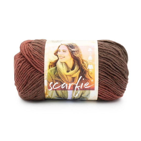Scarfie WINE TRUFFLE Rust Brown Lion Brand Yarn Wt 5 Bulky Ombre Acrylic  Wool Blend 1 Ball Scarf Knit Crochet Art Project Supply 
