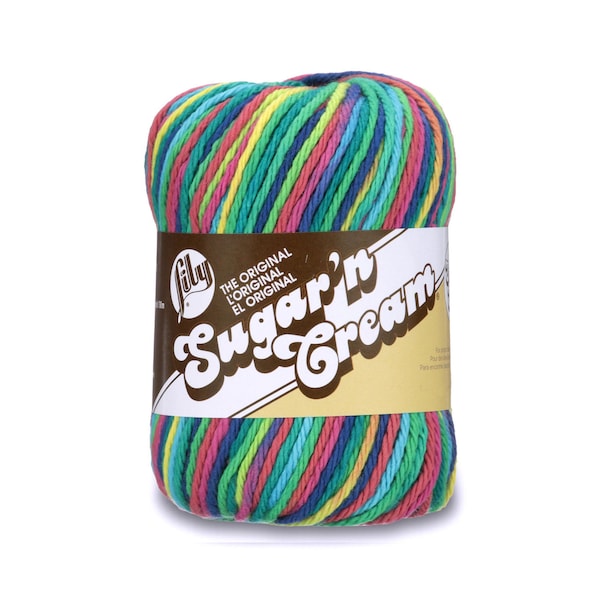 PSYCHEDELIC Lily Sugar'n Cream Super Size Yarn cotton Wt 4 worsted natural machine wash dry knit crochet washcloth eco-friendly (7790)