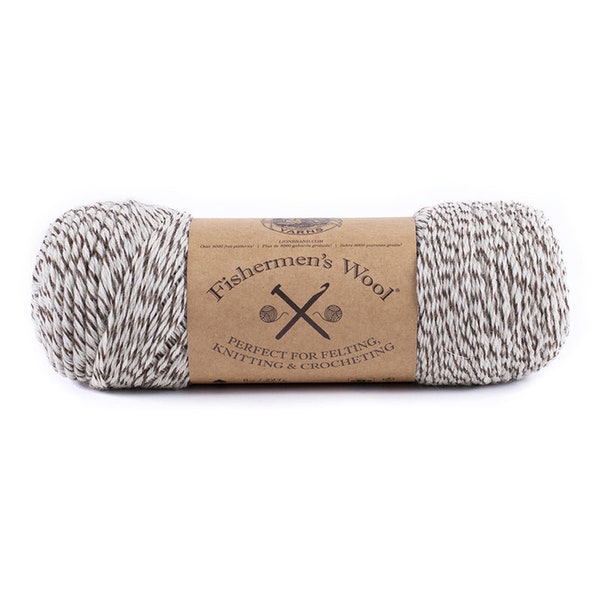 OAK TWEED brown cream Fishermen's Wool Lion Brand Yarn Wt 4 worsted wool knit crochet fiber art felt dyeing water resistant (7575)