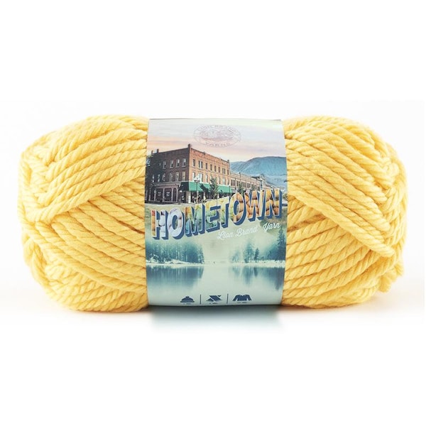 PITTSBURGH YELLOW bright Lion Brand Hometown Yarn Wt 6 super bulky acrylic machine wash dry knit crochet fiber art diy project supply (5538)