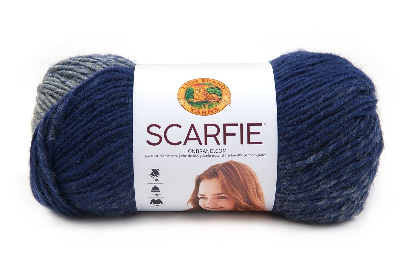 Lion Brand Scarfie Yarn-Blue/Cream