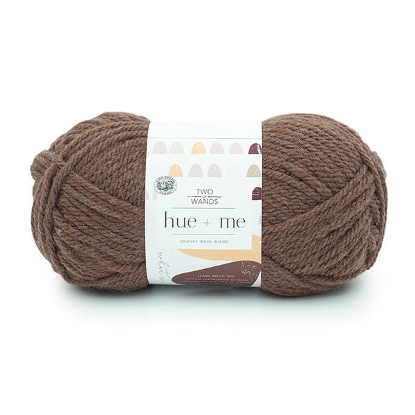 Hue + Me MACCHIATO brown warm Lion Brand Yarn Wt 5 bulky acrylic wool blend machine wash dry knit crochet fiber art project supply (8849)