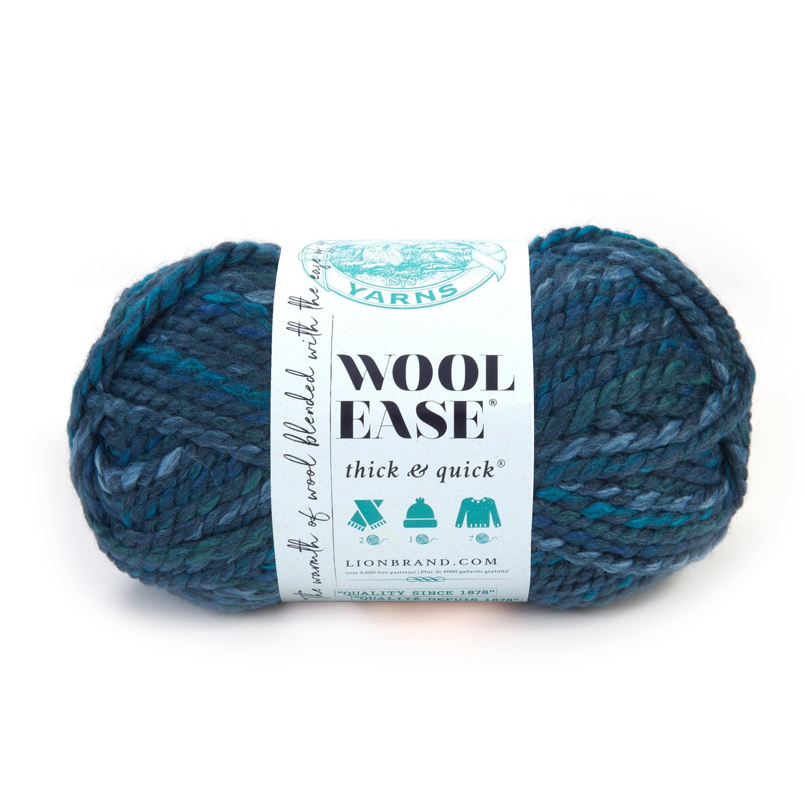 DUSK Blue Green Lion Brand Wool-ease Thick & Quick Yarn Wt 6 Super