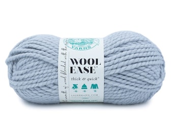 THAW frosty blue Lion Brand Wool-Ease Thick & Quick Yarn Wt 6 super bulky wool blend machine wash dry knit crochet fiber art supply (7423)