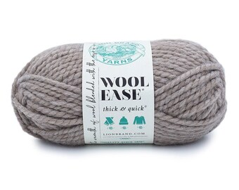 DRIFTWOOD brown gray Lion Brand Wool-Ease Thick & Quick Yarn Wt 6 super bulky wool blend machine wash dry knit crochet fiber art (7439)