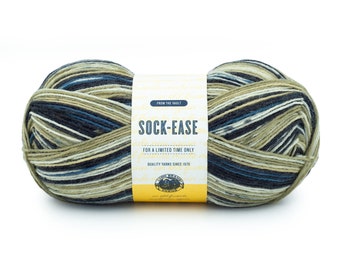 DARK and STORMY blue navy Lion Brand Sock Ease Yarn Wt 1 Super Fine fingering wool blend machine wash dry knit crochet fiber art DIY supply