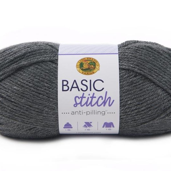 CHARCOAL HEATHER Basic Stitch Anti-Pilling Yarn Wt 4 worsted acrylic machine wash and dry knit crochet fiber art DIY project supply (5891)