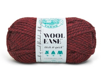 CLARET red purple Lion Brand Wool-Ease Thick & Quick Yarn Wt 6 super bulky wool blend machine wash dry knit crochet fiber art supply (7414)