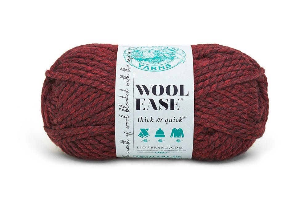 CLARET Red Purple Lion Brand Wool-ease Thick & Quick Yarn Wt 6 Super Bulky  Wool Blend Machine Wash Dry Knit Crochet Fiber Art Supply 7414 