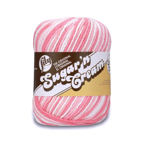 STRAWBERRY pink Lily Sugar'n Cream Super Size Yarn cotton Wt 4 worsted natural machine wash dry knit crochet washcloth eco-friendly (7752)