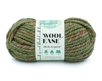 MARSH moss green earthy Lion Brand Wool-Ease Thick & Quick Yarn Wt 6 super bulky wool blend machine wash dry knit crochet fiber art supply