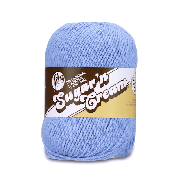 CORNFLOWER blue Lily Sugar'n Cream Super Size Yarn cotton Wt 4 worsted natural machine wash dry knit crochet washcloth eco-friendly (7750)