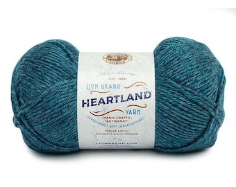 GLACIER BAY blue green Lion Brand Heartland National Park Yarn Wt 4 worsted machine wash dry knit crochet fiber art project supply (5880)