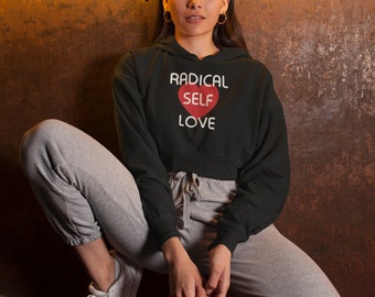 Radical Self Love Crop hoodie - Classic Red and White  - Free Shipping