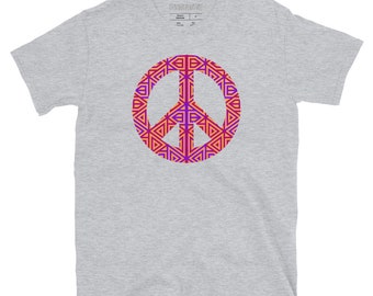 Peace Symbol T-shirt - Unisex Athletic Cut - Heritage Pink on your choice of t - Free Shipping