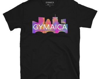 Gymaica Skyline T-shirt - Unisex Athletic Cut - Color splash on your choice of color - Free Shipping