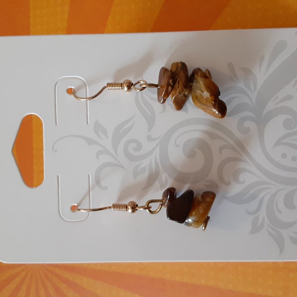 Tiger's Eye Rock Stack Earrings