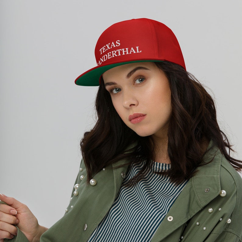 Proud Texan American Neanderthals Anti-Biden Republicans Embroidered Flat Bill Snapback Cap Texas Neanderthal Thinking