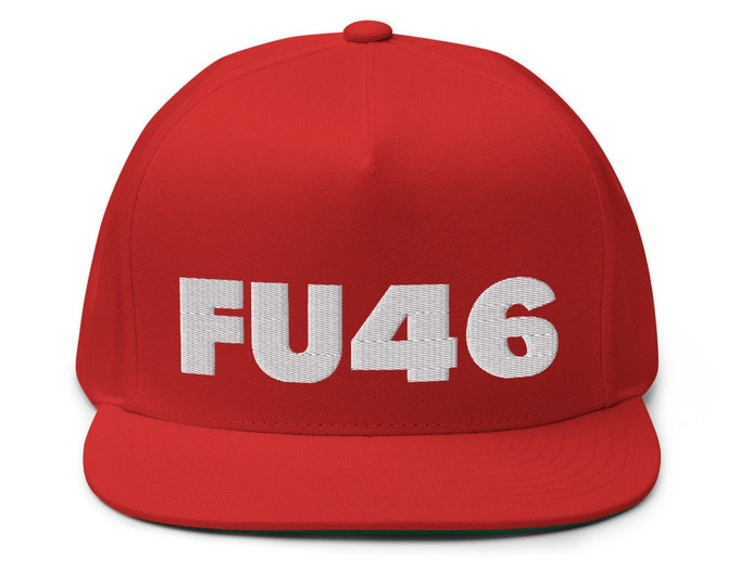FU46 (Embroidered Flat Bill Cap) Funny Hat for Anti Biden, Biden Sucks, Republican