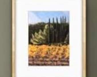Digital Downloadable File of Original Pastel Painting - Wine Country Vineyard, California - Sold by Artist