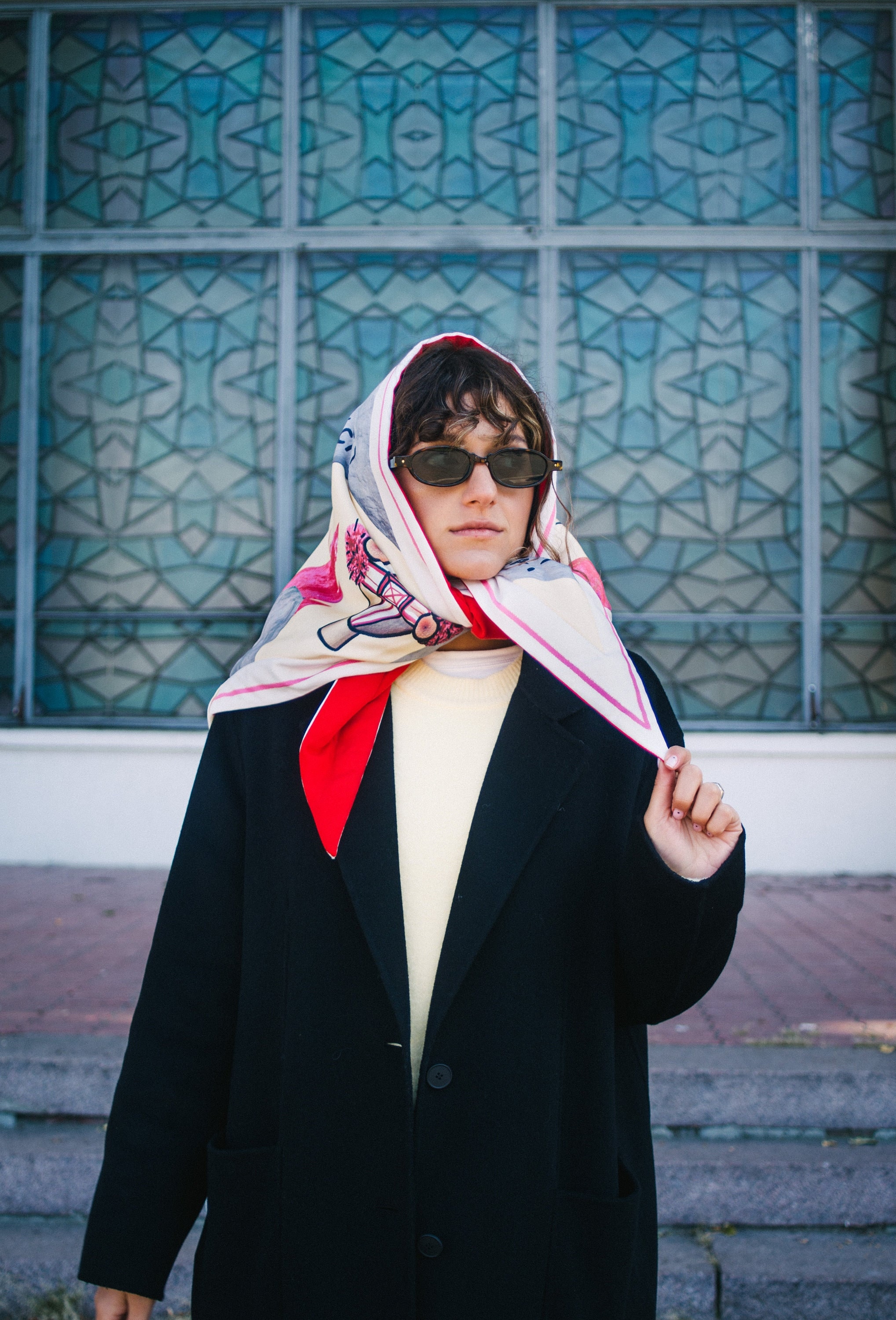 Designer Oversized Babushka Scarf - Warm Kerchief Headband