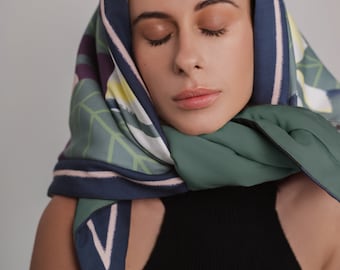 Designer oversized sjaal | Warme hoofddoekhoofdband | Dames cape | Op een Oekraïens liefdeslied geïnspireerd cadeauaccessoire met bloemmotief