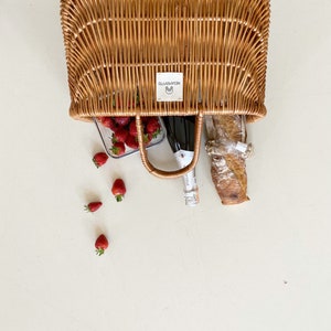 Handmade willow basket set of 2 with linen bag Picnic big rattan straw beach bag image 10