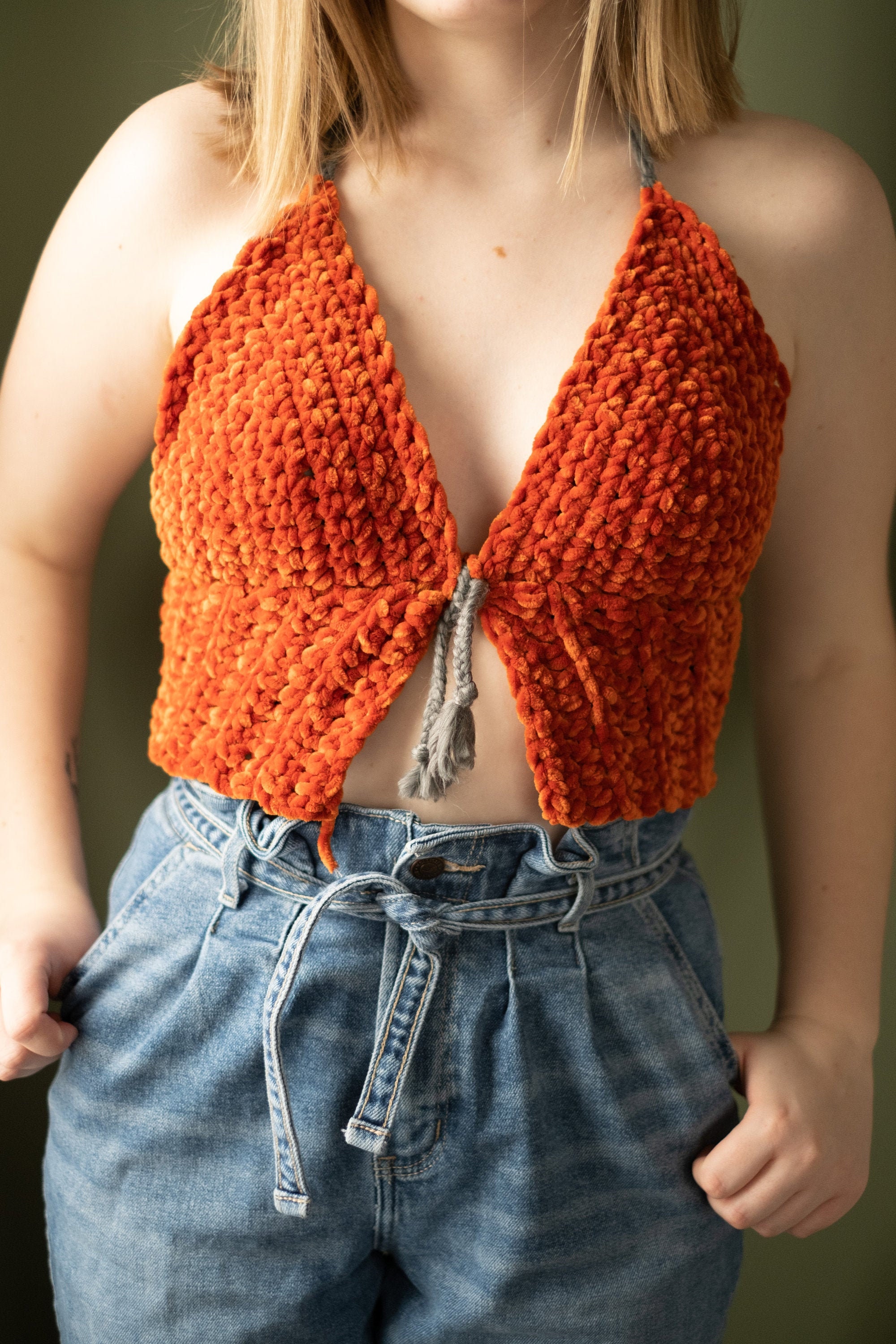 Crochet Tie Front Top Etsy