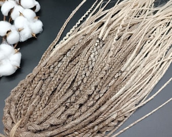Dreadlocks of different textures from light brown to blonde/Light copper, warm blonde dreadlocks/Brown crochet braids and dreadlocks