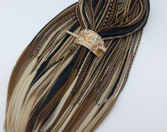 Thin braids and dreadlocks/brown dreadlocks/DE&SE dreadlocks and braids in brown, beige, black/boho dreadlock extensions/handmade dreadlocks