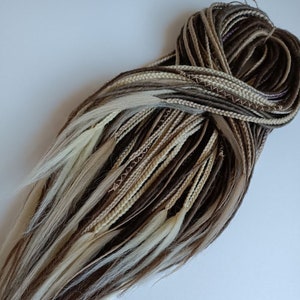 Thin braids and dreadlocks extensions /brown dreadlocks extensions / DE dreadlocks and braids in brown, beige, white / boho dreadlocks
