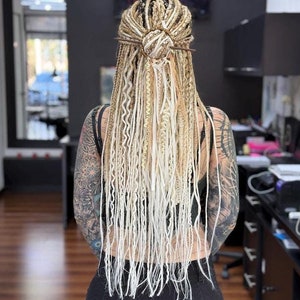 Thin Light Dreadlocks, Bronze DE/SE Synthetic Dreadlocks of Different Textures, Braids/Light Dreadlocks White Ombre/False Dreadlocks, Braids