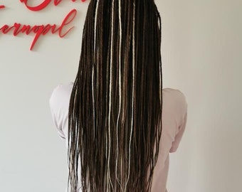 Extension of very thin dreads DE dark brown, blond/long thin dreads elongated dreads/laconic dreads/light dreads for thin hair