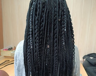 Black dreadlocks, braids of different textures DE&SE braids and dreadlocks extensions/Viking dreadlocks/boho dreadlocks/black hair extension