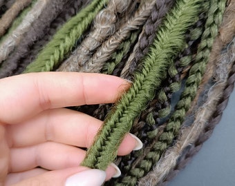 Dreadlock extensions in boho style DE/SE dark brown, dark green/Dreadlock extensions brown, green/ombre dreads set, boho style/dreads braids