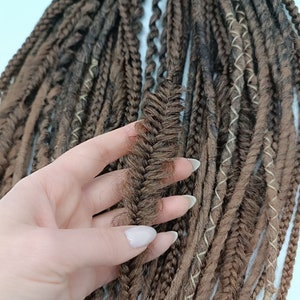 Brown fine dreads, mixed texture braids/dark dreads extensions with single or double ends/brown mixed  textured  dreads, braid extensions