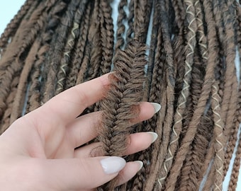 Brown fine dreads, mixed texture braids/dark dreads extensions with single or double ends/brown mixed  textured  dreads, braid extensions