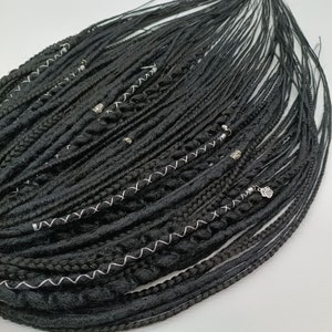 Black Dreadlocks Extensions and Braids Mixed Textures/Viking Dreadlocks Different Textures/Black Synthetic Thin Dreads DE and SE