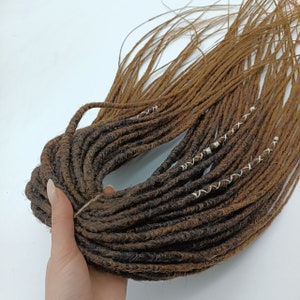 ombre dreads brown shades/natural looking dreads/dreadlock extensions double dreads/handmade viking dreads/synthetic crochet dreads