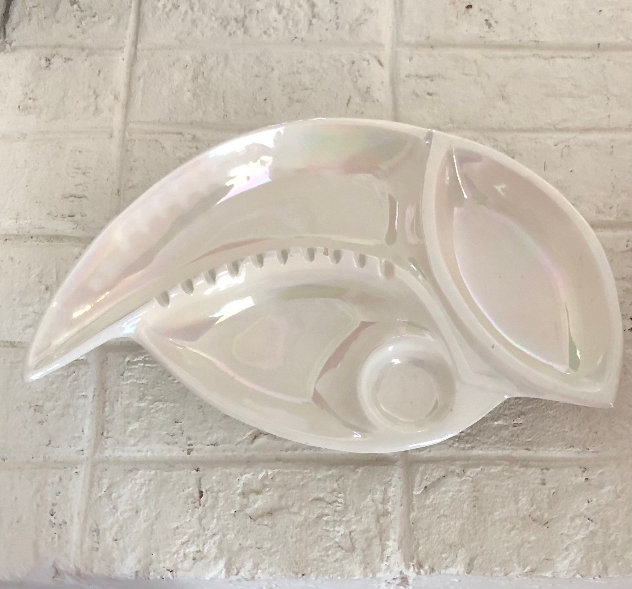 Vintage Large Ceramic White Ashtray Etsy UK