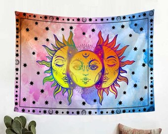 Psychedelic Sun Moon Etsy