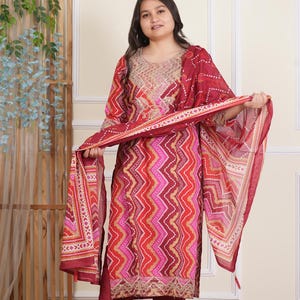 Pure cotton hand embroidered work straight long kurti pant dupatta set, kurti pant set, kurta palazzo set, salwar kameez, dresses for women