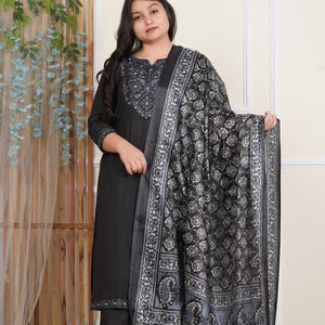 Party wear embroidered work dress, Khadi cotton straight kurti with pant and dupatta set, Festival wear dress, kurta set women, dresses