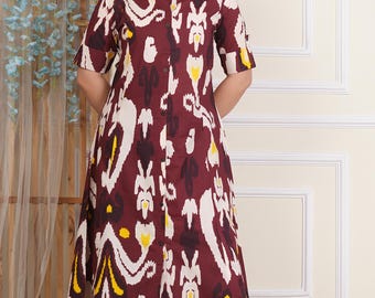 Maroon Printed Cotton Kurta Palazzo Set: Ethnic Women's Co-ord
