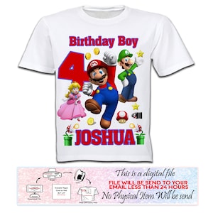Supermario Geburtstagsshirt, Mario Bros Geburtstagsshirt, Supermario Bügelbild, Mario Bros Bügelbild, Digitale Datei, personalisierbar