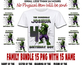 Hulk Birthday Iron On Transfer, Hulk Iron On Transfer, Hulk Family Package PNG, Digital File Only, Personalized Printable, Editable File