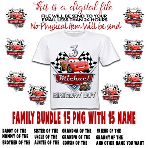 Autos Familie Set Bügelbild, Autos Familie Shirt Designs, Autos Shirt PNG, Autos Familie Geburtstag Shirt, personalisieren, Digitale Datei