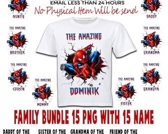 Spiderman Birthday Iron On Transfer, Spiderman Family Package Iron On Transfer, Spiderman png, Digital Iron On Transfer Shirt, Digital File