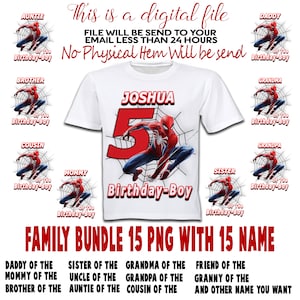 Spiderman Birthday Iron On Transfer, Spiderman Set Family Iron On Transfer, Spiderman Svg, Digital Iron On Transfer Shirt