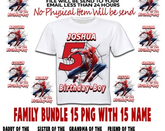 Spiderman Birthday Iron On Transfer, Spiderman Set Family Iron On Transfer, Spiderman Svg, Digital Iron On Transfer Shirt